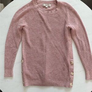 Loft Pink Sweater with Button Detail